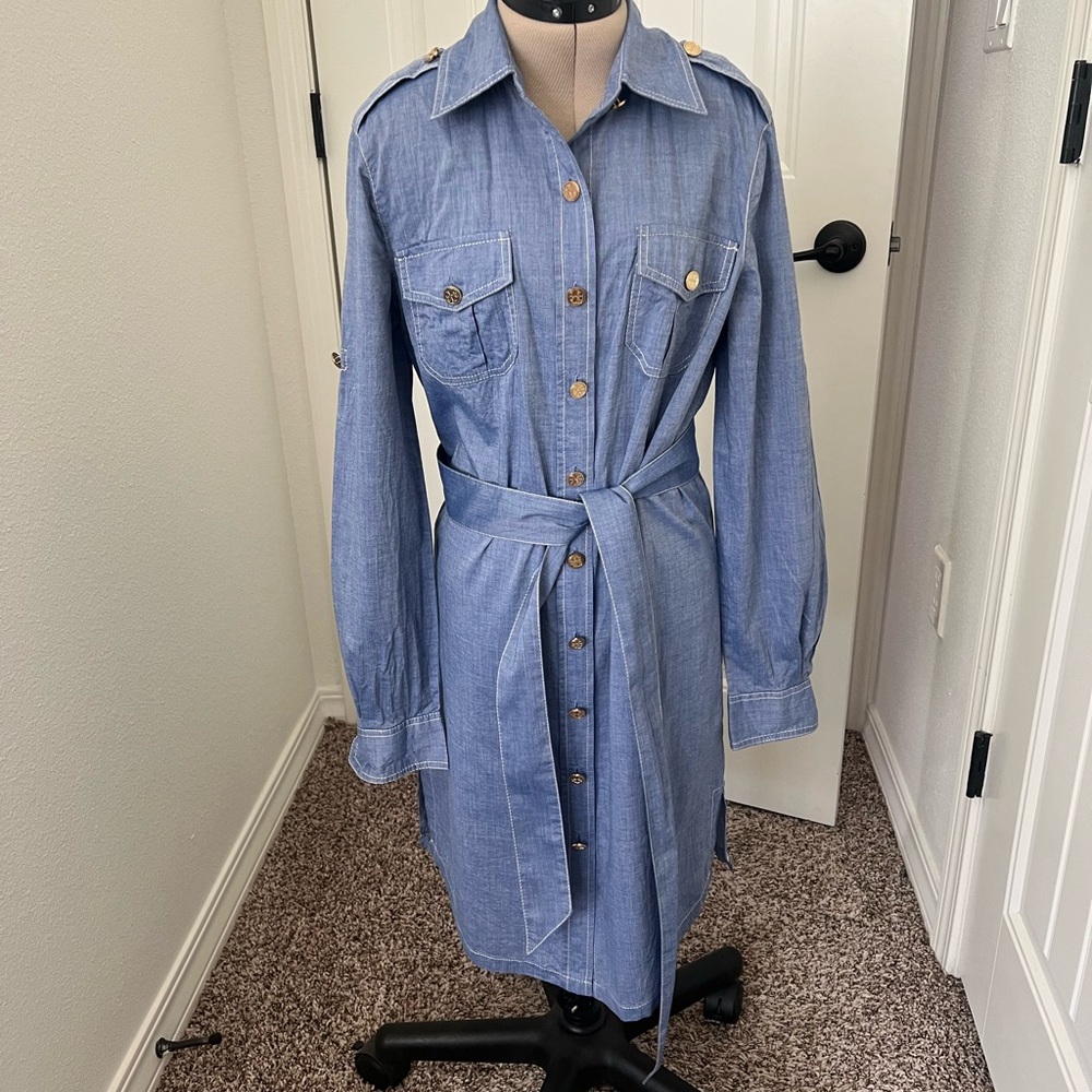 Tory Burch Blue Cotton Shirtdress Size 4